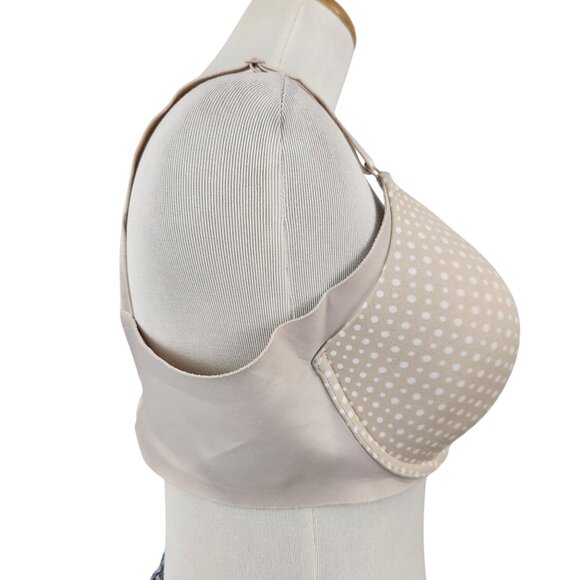 Warner's Bra Womens 40C Underwire Full Coverage Adjustable Strap Beige Polka Dot - Picture 3 of 9